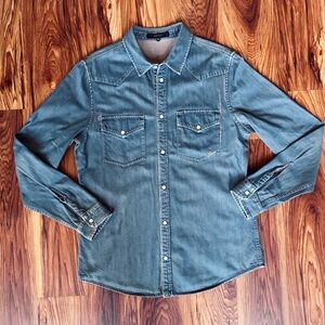 Gucci Western Denim Shirt Snap Buttons Made in Italy 100% Cotton